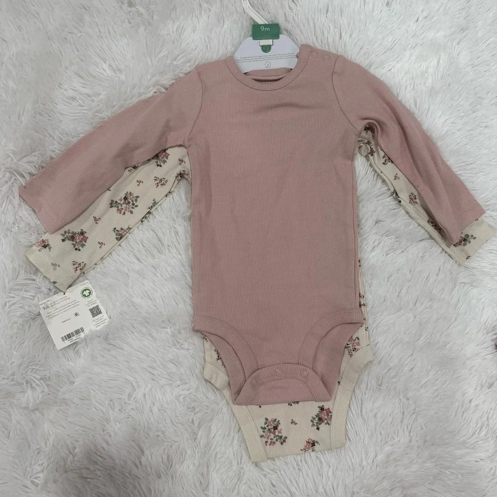 Little Planet Organic Cotton Baby Onesie Bundle Floral Pink Girls 6-9 months NWT